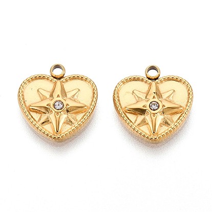 304 прелести нержавеющей стали, со стразами, сердце, звезда