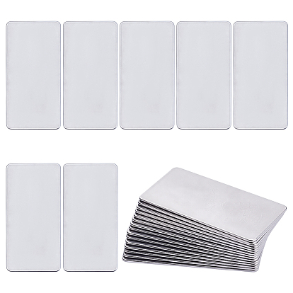 30Pcs 2 Styles 304 Stainless Steel Cabochons, Stamping Blank Tag, Rectangle