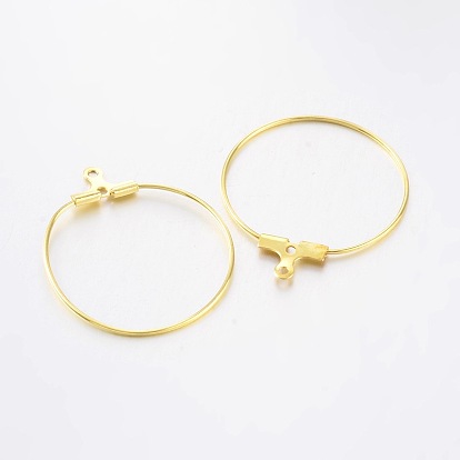 Rack Plating Brass Ring Pendants, Hoop Earring Findings, 21 Gauge, 30x25mm, Hole: 1mm, Pin: 0.7mm