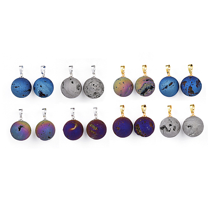 Гальваническое покрытие природные друзы, с латунной фурнитурой , круглые