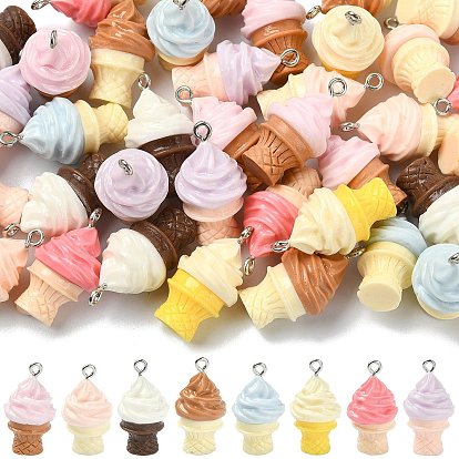 40 шт 8 цвета подвески из непрозрачной смолы, мороженое прелести, с железной платиной петлей