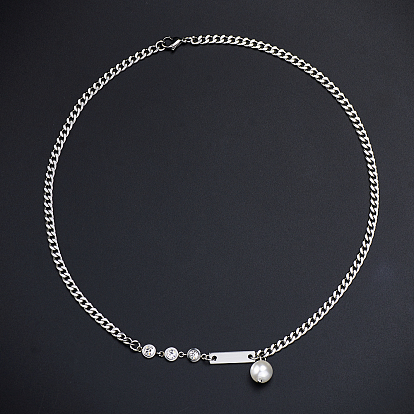 Модные 304 круглые подвески из нержавеющей стали и искусственного жемчуга для повседневной носки у женщин