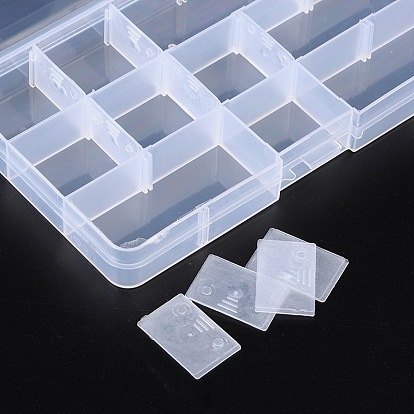 Plastic Bead Storage Containers, Adjustable Dividers Box, 10.5x18x2.2cm