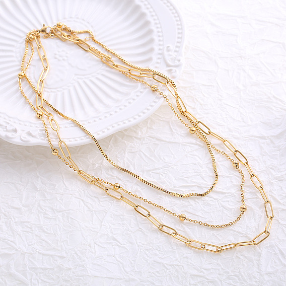 Нержавеющая сталь 3 многослойные ожерелья для женщин