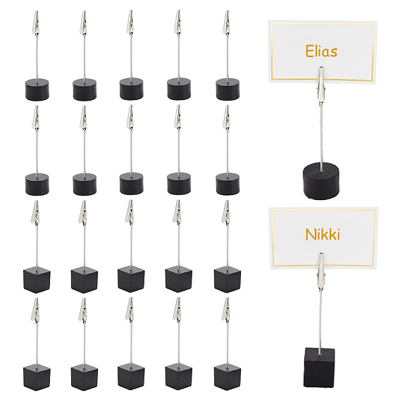 24 шт. 2 стили круглые и квадратные деревянные держатели для заметок, фото держатель карты, с железным зажимом из кожи аллигатора