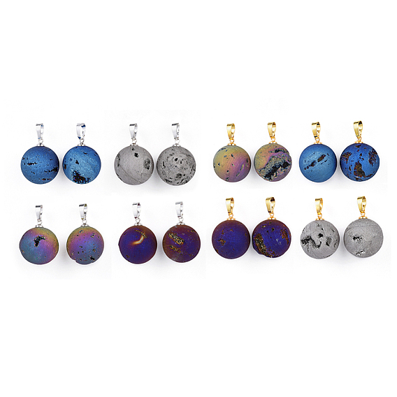 Гальваническое покрытие природные друзы, с латунной фурнитурой , круглые