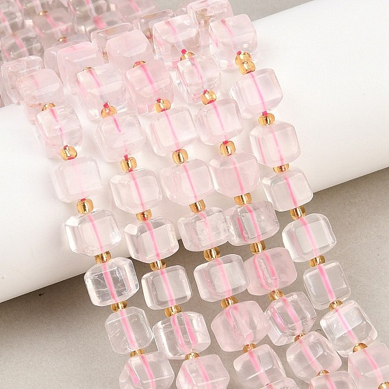 Природного розового кварца нитей бисера, кубические, с бисером