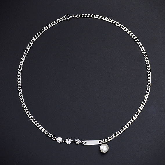 Модные 304 круглые подвески из нержавеющей стали и искусственного жемчуга для повседневной носки у женщин