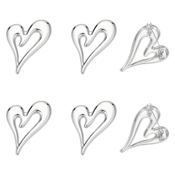6Pcs Heart Zinc Alloy Lapel Pins for Backpack Clothes
