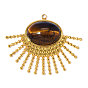 304 pendentifs en acier inoxydable avec œil de tigre naturel, charme soleil, placage ionique (ip), plaqué longue durée