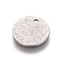 Ion Plating(IP) 304 Stainless Steel Textured Pendants, Flat Round