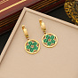 Fashionable Stainless Steel Necklace Set with Green Flower Pendant - N1165