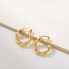 Stylish Twist Hoop Earrings for Women - Alloy Circle Ear Studs Jewelry Accessories