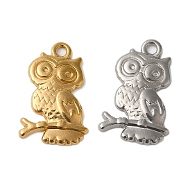 304 Stainless Steel Pendants, Owl Charms