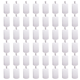 50 шт. 201 нержавеющая сталь скругленный прямоугольник штамповка пустые бирки подвески, для колье мужские ювелирные изделия, с кнопкой на поруки