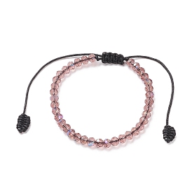 Pulsera de cuentas trenzadas de vidrio transparente, pulsera ajustable para mujer