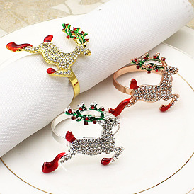 Hotel rose gold deer napkin buckle diamond napkin ring Christmas napkin ring alloy