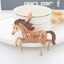 Cartoon Pendant Drip Oil Diamond Horse Creative Keychain Metal Zodiac Horse Racing Ornament