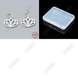 20 Stück 925 Sterling Silber Charms, mit Sprungring, mit 925 Stempel, Lotus