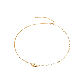 304 Ожерелья из нержавеющей стали в виде цепочек-спутников и кабельных цепочек для женщин, Двойное сердце, ионное покрытие (ip), долговечный