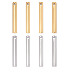 Unicraftale 8Pcs 2 Colors Ion Plating(IP) 304 Stainless Steel Charms, Column