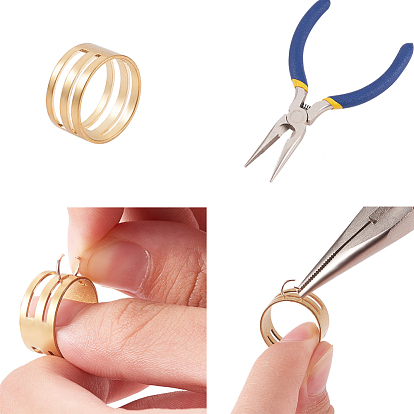 DIY Jewelry Kit, with Iron Jump Rings, Brass Rings, Alloy Lobster Claw Clasps, Stainless Steel Beading Tweezers and Iron Chain Nose Pliers