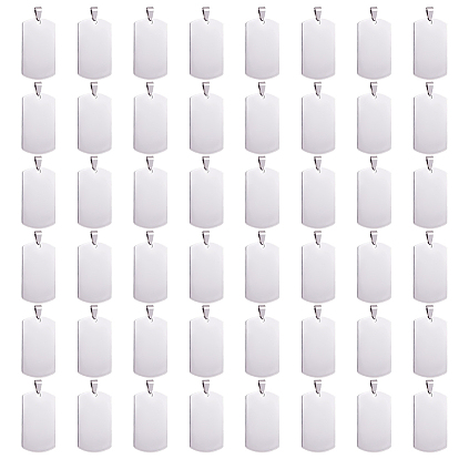 50 шт. 201 нержавеющая сталь скругленный прямоугольник штамповка пустые бирки подвески, для колье мужские ювелирные изделия, с кнопкой на поруки