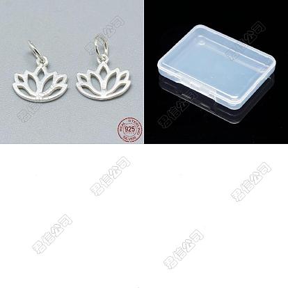 20 Stück 925 Sterling Silber Charms, mit Sprungring, mit 925 Stempel, Lotus