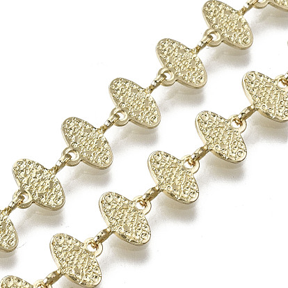 Brass Oval Link Chains, for Jewelry Making, Long-Lasting Plated, Nickel Free, Textured, Unwelded
