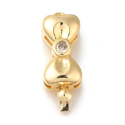 Fermoirs en laiton micro pavé de zircone cubique transparente, sans cadmium et sans nickel et sans plomb, bowknot