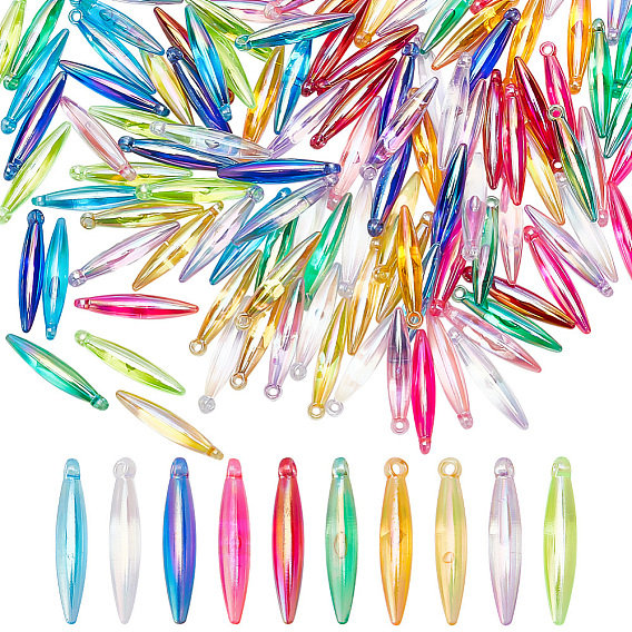 220шт 11 цветные непрозрачные акриловые подвески, с покрытием AB цвета, шарм пули