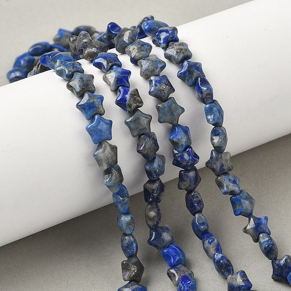 Нити бусин из натурального лазурита в форме звезды