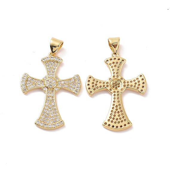 Подвески из латуни с крестообразным паве из прозрачного кубического циркония, без кадмия, без никеля и без свинца