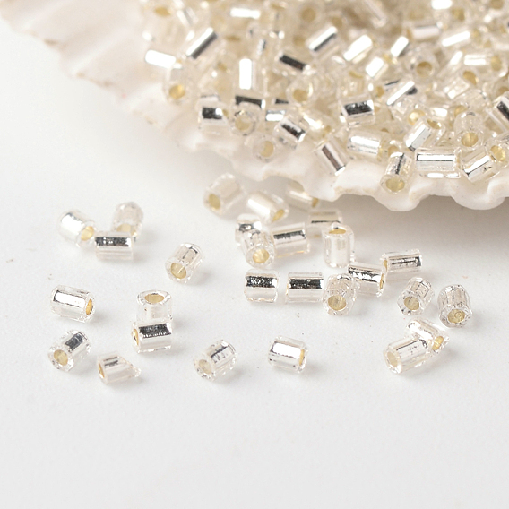 Стеклянный бисер класса А fgb, шестигранник (два разреза), серебряная линия