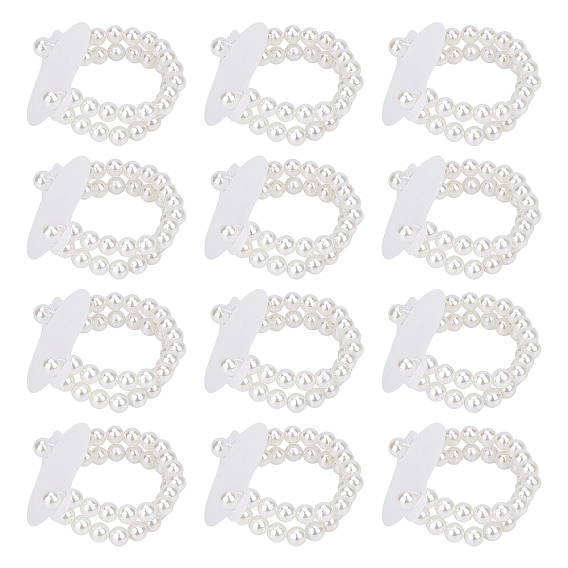 Plastic Imitation Pearl Stretch Bracelets, for Bridesmaid, Bridal, Party Jewelry(without Lace Edges), with Organza Bags