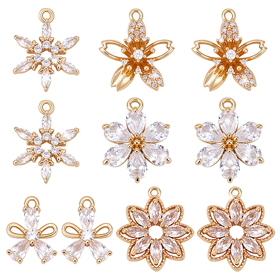 10 шт 5 стили латунные микропаве прозрачные кубические циркониевые подвески, 