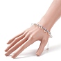Bracelet en perles de verre en forme de larme de cristal autrichien imitation, 304 bijoux en acier inoxydable pour femmes