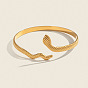 304 Stainless Steel Snake-Shaped Open Cuff Bangles for Women