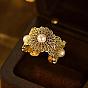 Винтажные латунные кольца-манжеты с искусственным жемчугом для женщин., цветок