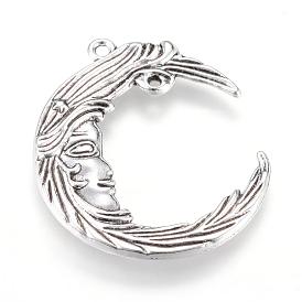 Tibetan Style Alloy Links/Connectors, Moon, Cadmium Free & Lead Free,