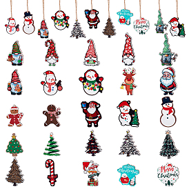 25шт 25 стили печатные деревянные подвески, прелести рождественской тематики
