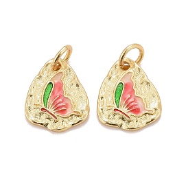 Подвески из латуни с покрытием из эмали, с прыжковых колец, без кадмия, без свинца и без никеля, треугольник с бабочкой