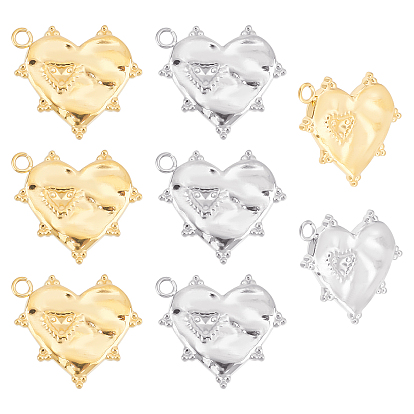 8Pcs 2 Styles 304 Stainless Steel Pendants, Heart