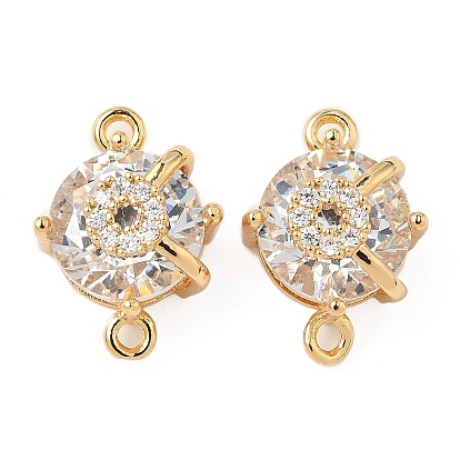 Латунные подвески из прозрачного кубического циркония, плоские круглые ссылки