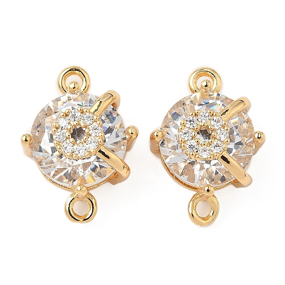 Латунные подвески из прозрачного кубического циркония, плоские круглые ссылки