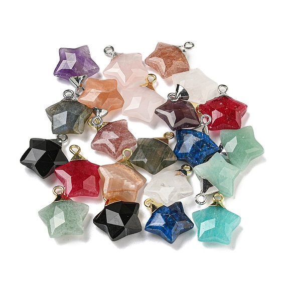 Драгоценный камень подвески, с реечной обшивкой латунными выводами, звезда