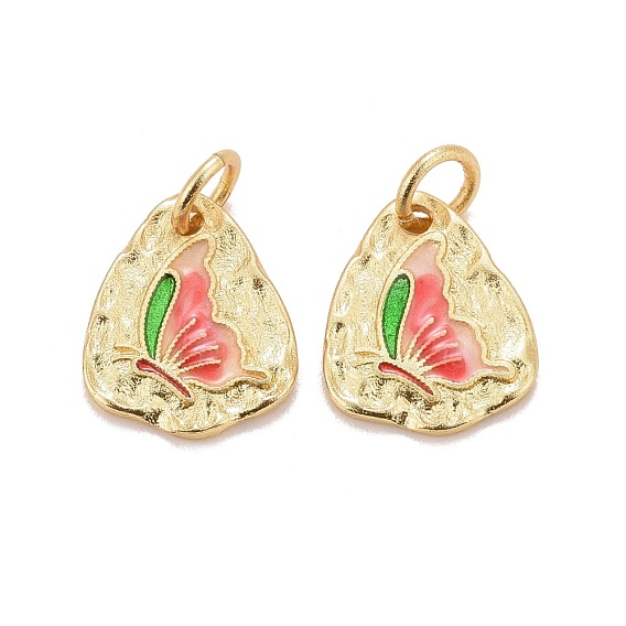 Подвески из латуни с покрытием из эмали, с прыжковых колец, без кадмия, без свинца и без никеля, треугольник с бабочкой