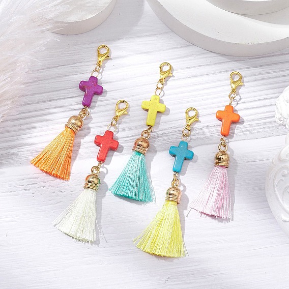 Крест синтетический магнезит подвеска украшение, подвески-застежки-лобстеры из полиэстера и сплава для украшений сумок