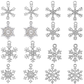 32шт 8 стили подвески со стразами из сплава, прелести снежинки