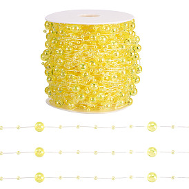 Acrylic Round Beaded Link Chains, with Spool